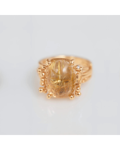Ole Lynggaard Copenhagen Ring Medium in Gold with Rutile Quartz and Diamonds (watches)